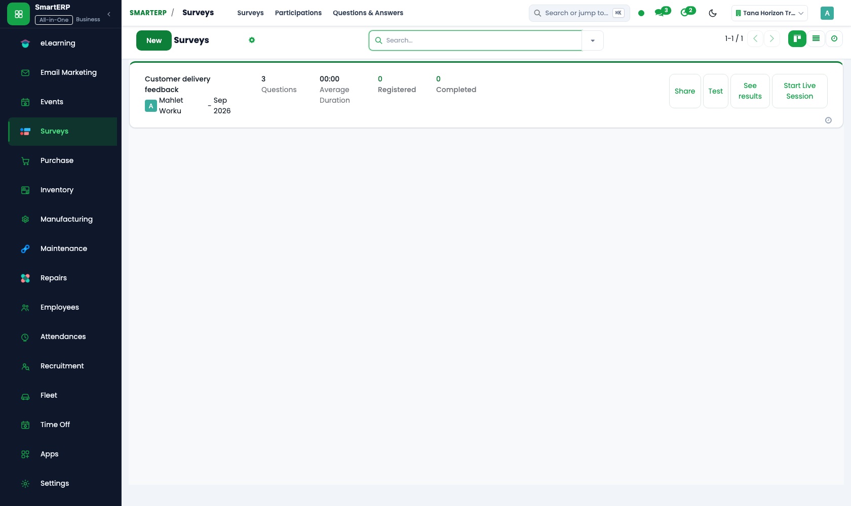 SmartERP Surveys: Surveys